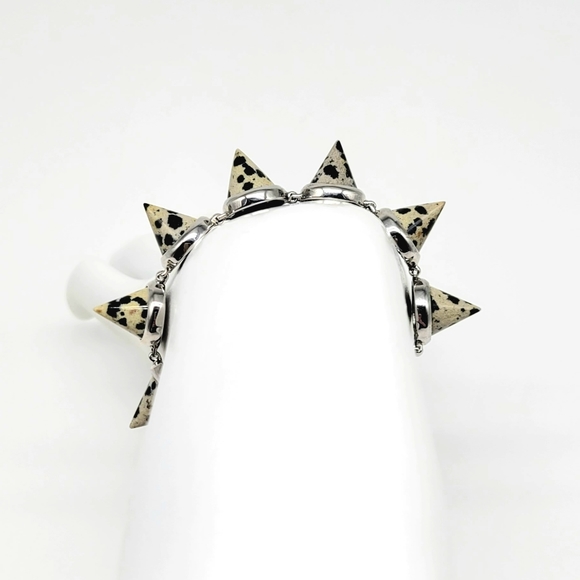 Eddie Borgo GENUINE Dalmation Jasper Spike Bracelet in sterling silver (signed) - Picture 8 of 13